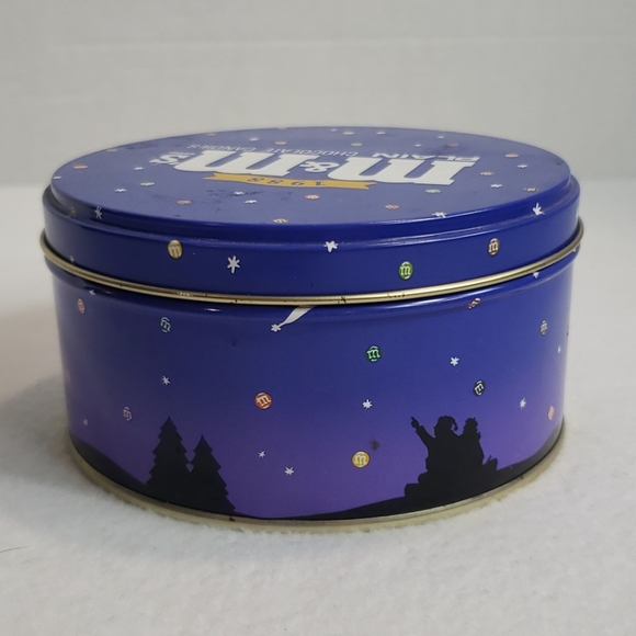 Vintage 1988 M&M's Candy Tin Round Blue Purple - Picture 4 of 9